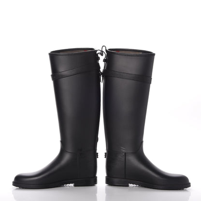 Burberry Rubber Roscot Belted Rain Boots 38 Black 6 of 13