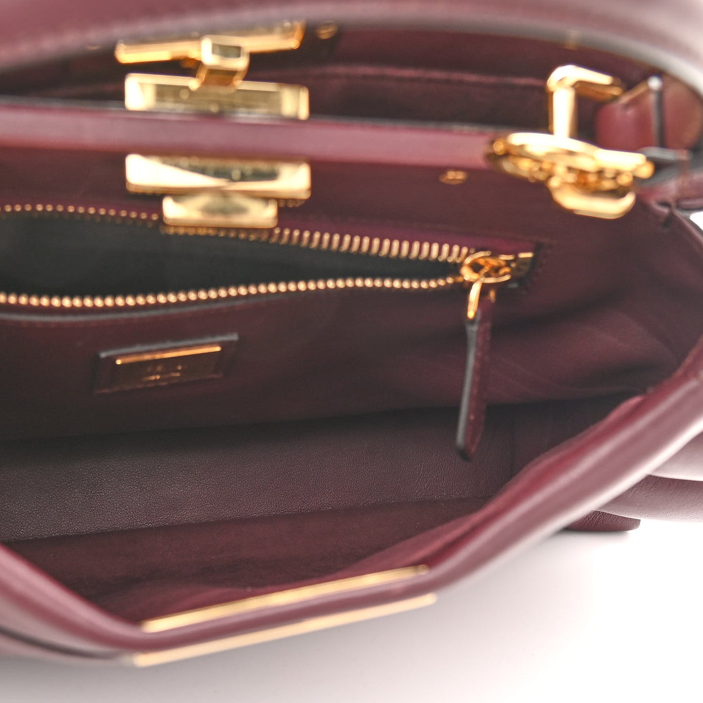 Vitello Seta Waves Bi-Color Medium Peekaboo Iconic Satchel Bordeaux Latte