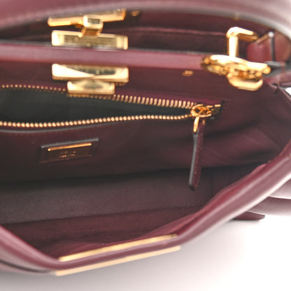Fendi Vitello Seta Waves Bi-Color Medium Peekaboo Iconic Satchel Bordeaux Latte 6 of 12