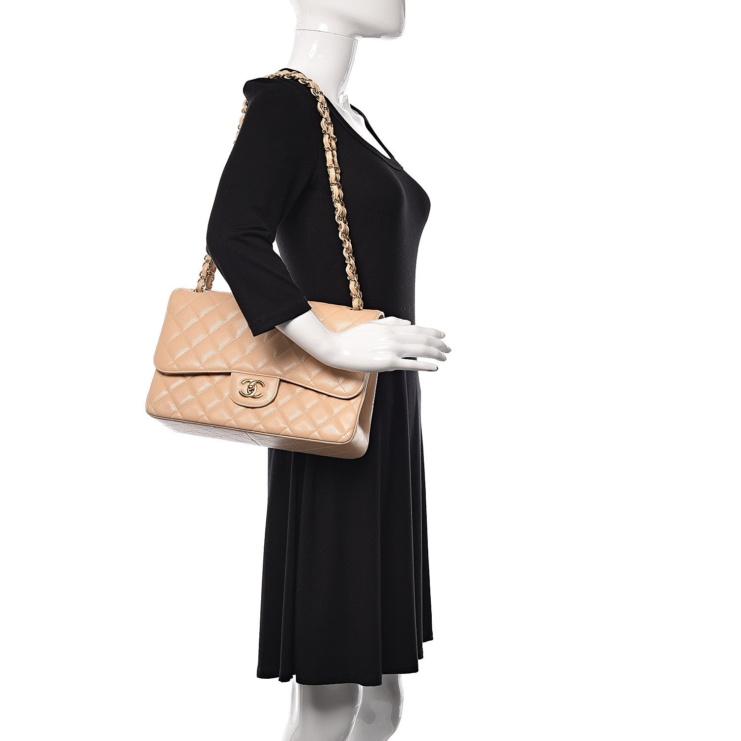 Chanel Caviar Quilted Jumbo Double Flap Beige Clair 2 of 10