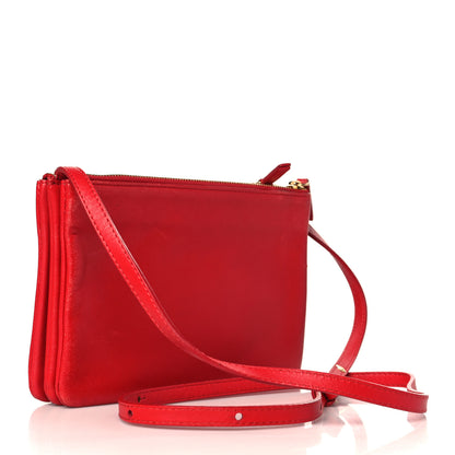 Celine Lambskin Small Trio Crossbody Bag Red 3 of 14