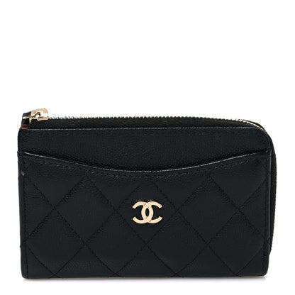 Chanel Caviar Quilted CC Zip Around Card Holder Black 1 of 7