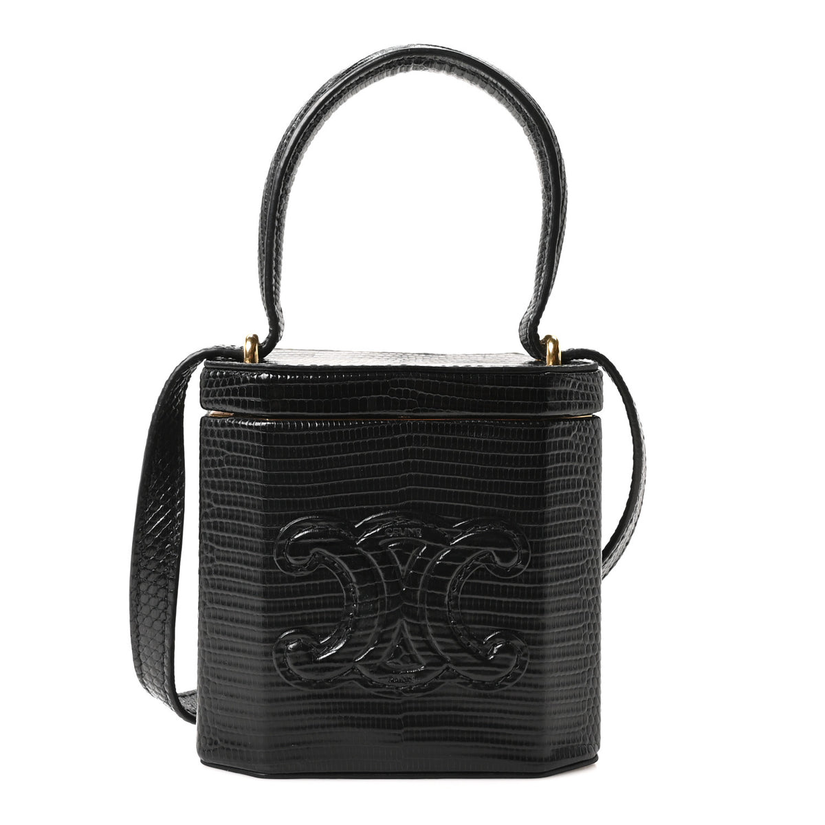 Lizard  Triomphe Mini Vanity Case Black