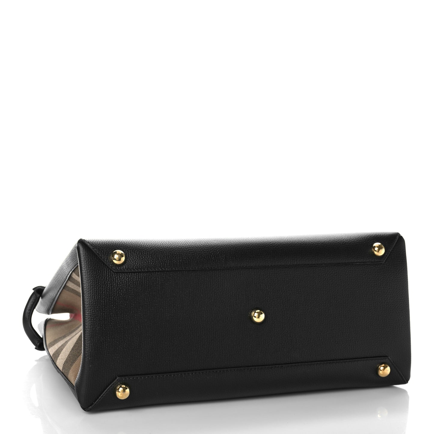 Grainy Calfskin House Check Medium Banner Tote Black