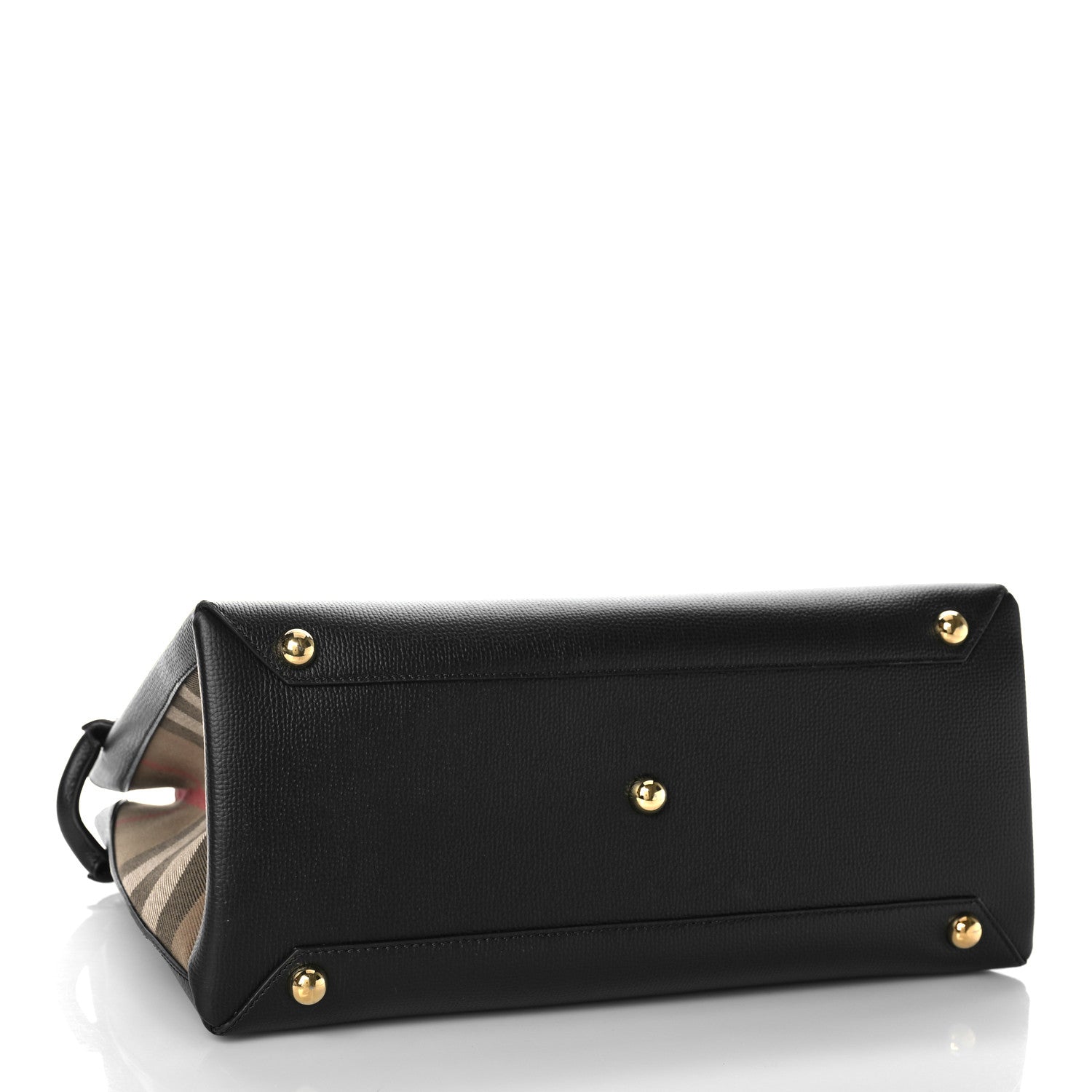 Burberry Grainy Calfskin House Check Medium Banner Tote Black 3 of 7