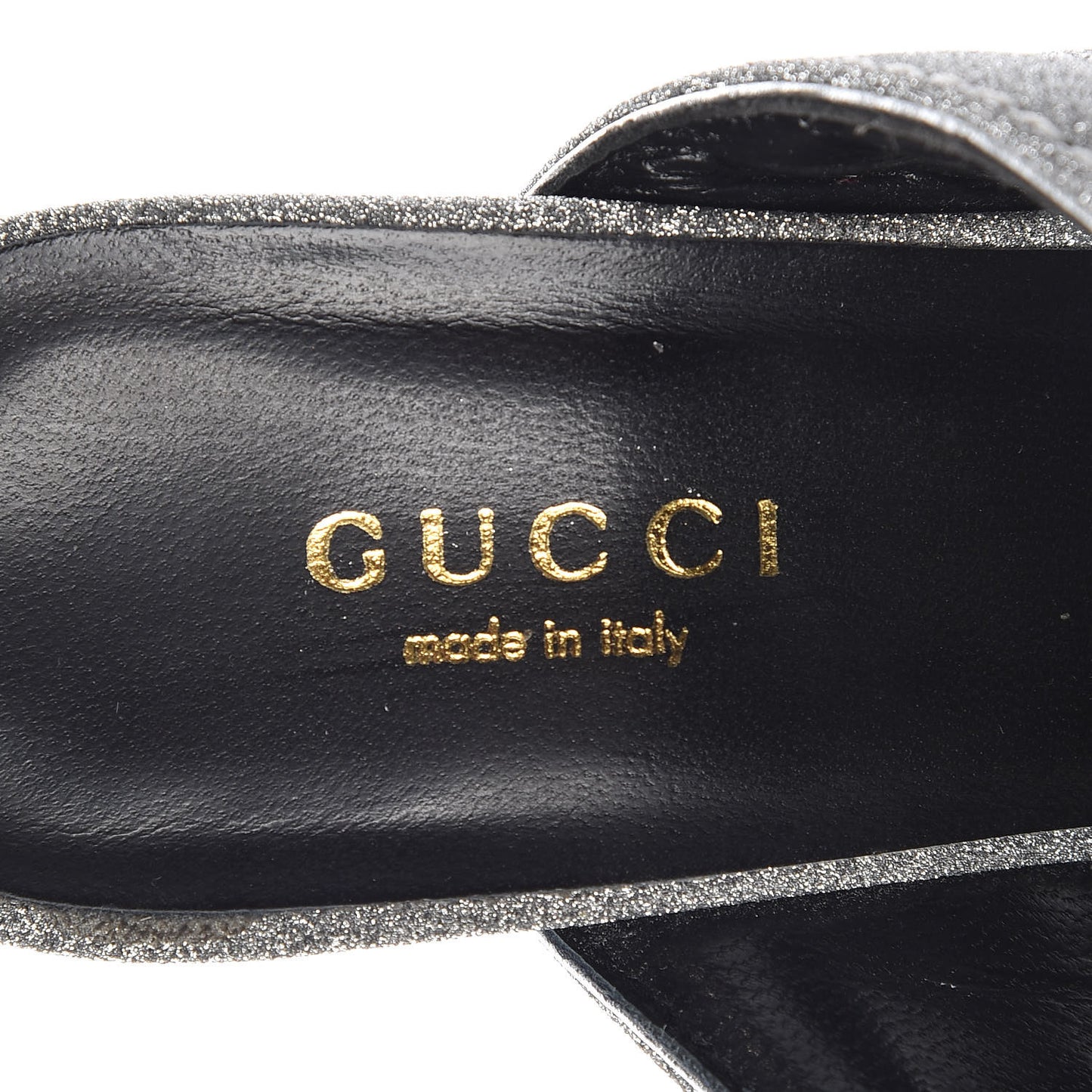 Glitter Fabric Webby Crossover High Heel Slide Sandals 35.5 Argento