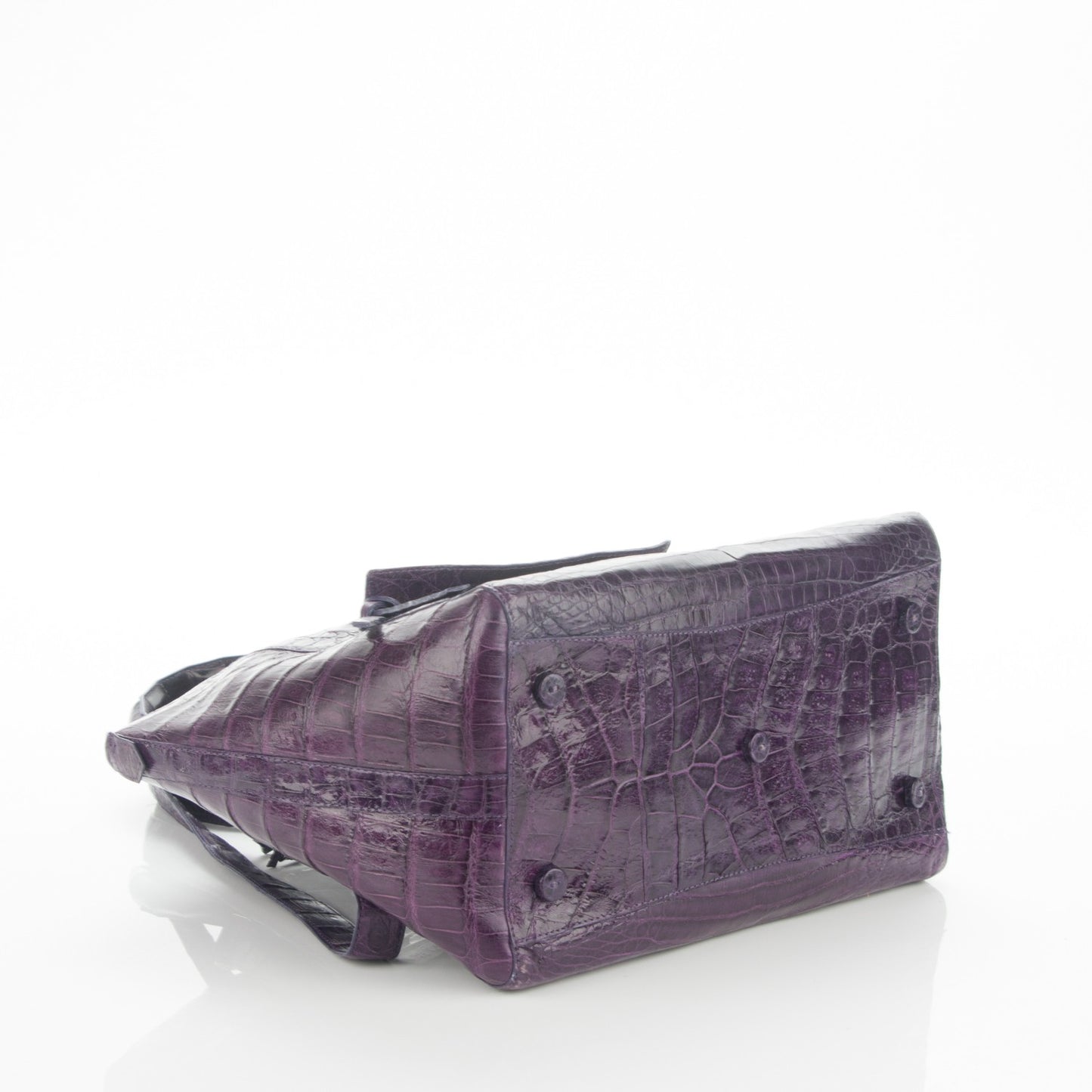 Crocodile Medium Dome Satchel Purple