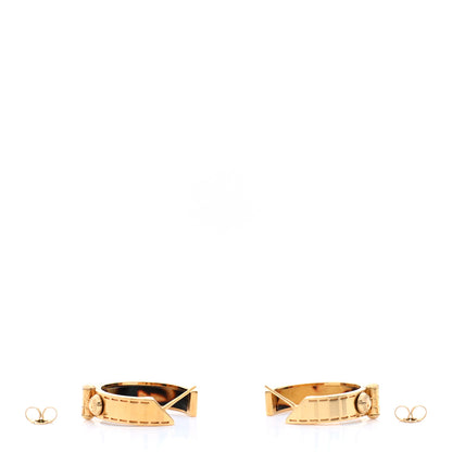 Louis Vuitton Metal Hinged Hoop Earrings Gold 4 of 5
