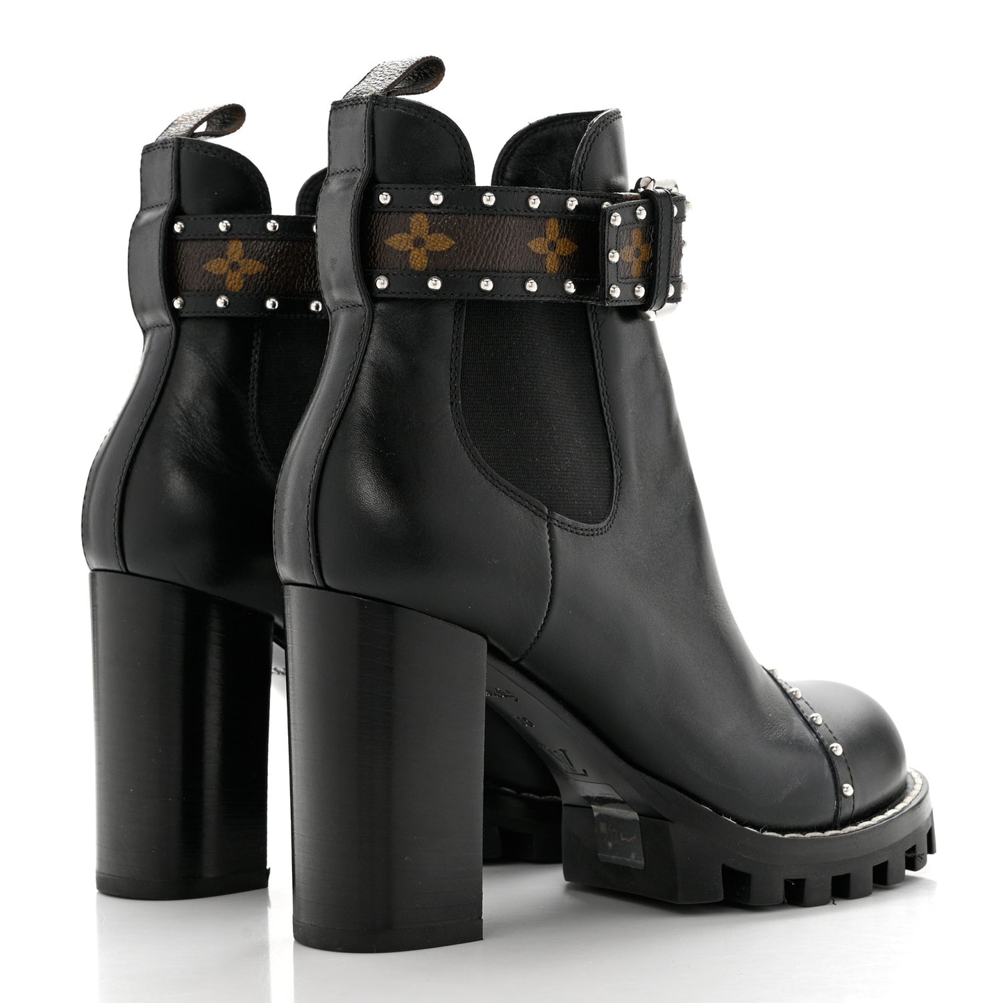Calfskin Monogram Star Trail Chelsea Ankle Boots 38 Black