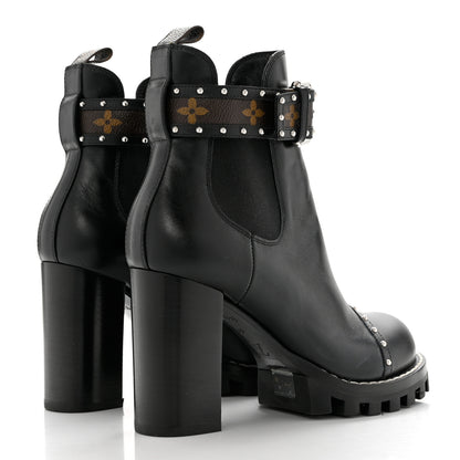 Louis Vuitton Calfskin Monogram Star Trail Chelsea Ankle Boots 38 Black 4 of 7