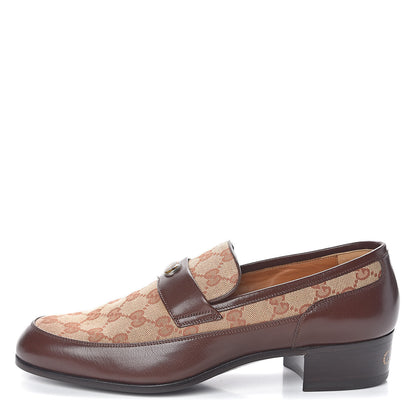 Gucci GG Monogram Goatskin Mens GG Loafers 8 Brown 1 of 9