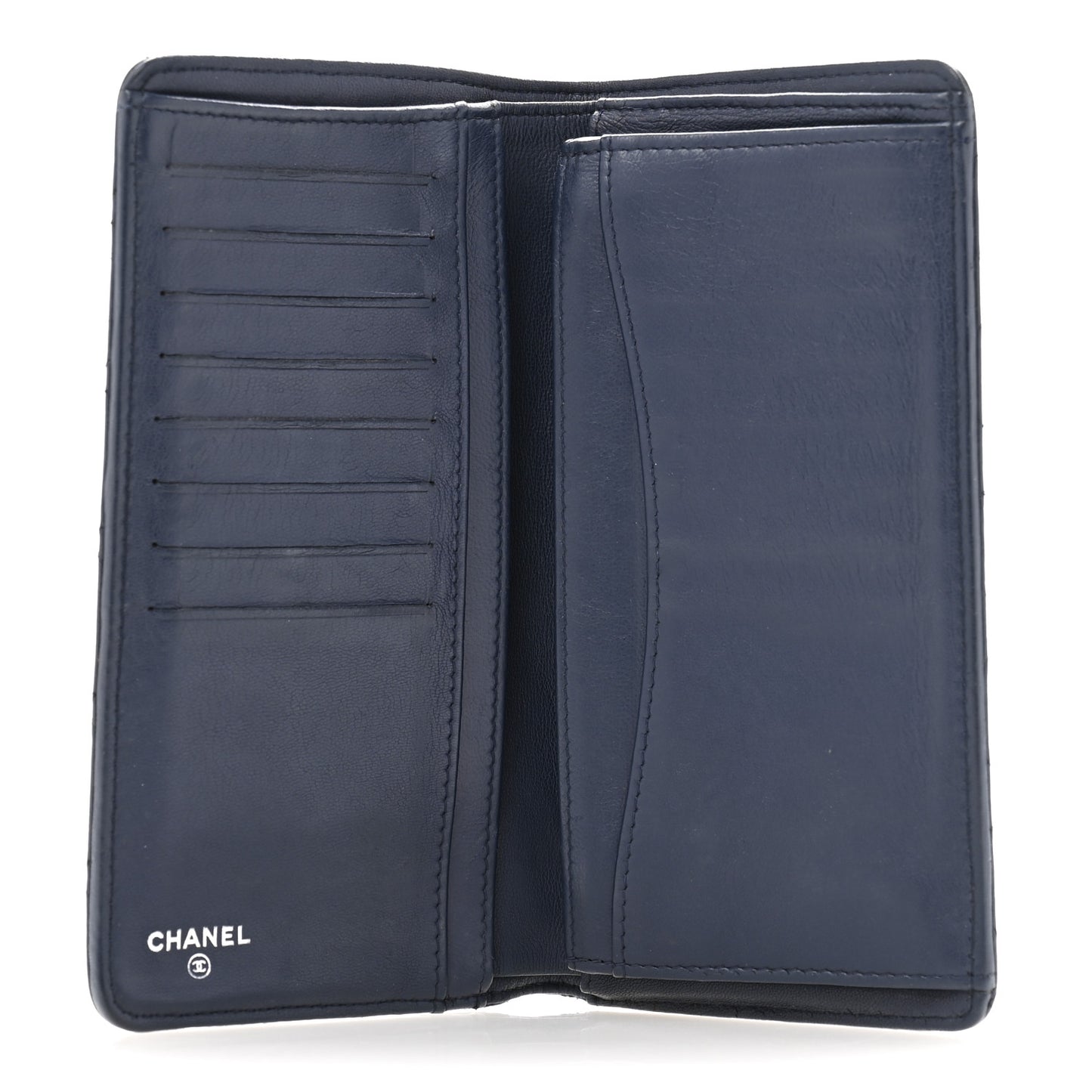 Lambskin Quilted Yen Wallet Blue