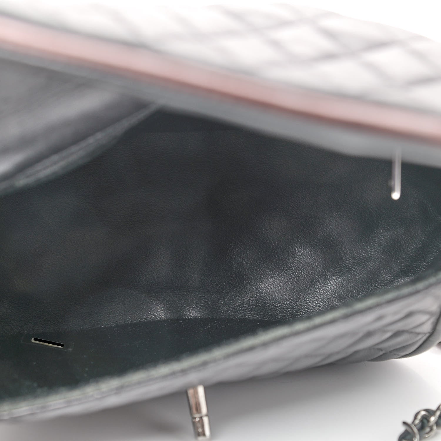 Chanel Lambskin Quilted Classic Twist Crescent Flap Black Burgundy 4 of 8