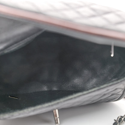 Chanel Lambskin Quilted Classic Twist Crescent Flap Black Burgundy 4 of 8