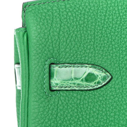 Hermes Togo Shiny Niloticus Crocodile Birkin Touch 30 Bamboo Cactus 11 of 34
