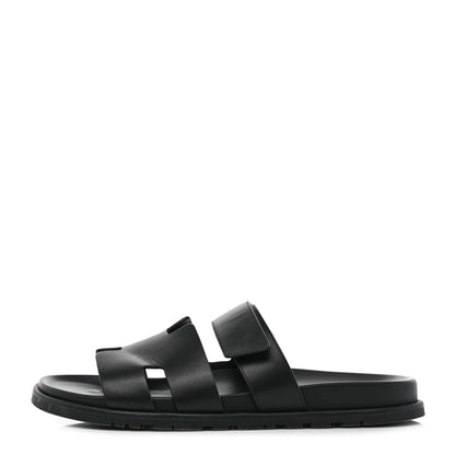 Hermes Calfskin Mens Chypre Sandals 43 Black 1 of 9