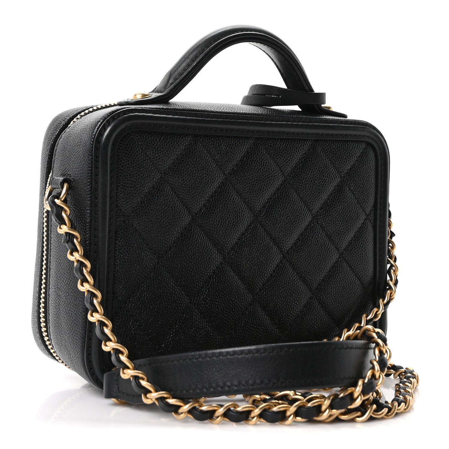 Chanel Caviar Quilted Small CC Filigree Vanity Case Black 3 of 10