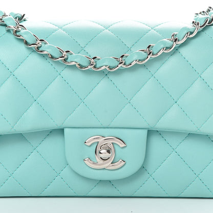 Chanel Lambskin Quilted Mini Rectangular Flap Light Blue 8 of 14