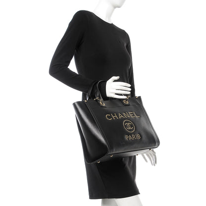 Chanel Caviar Small Studded Deauville Tote Black 3 of 8