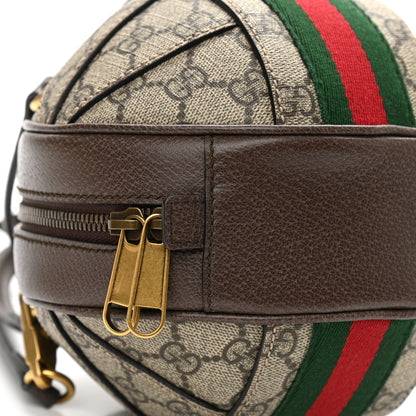 Gucci GG Supreme Monogram Textured Dollar Calfskin Web Mini Ophidia Basketball Shaped Shoulder Bag Beige Ebony New Acero 9 of 10