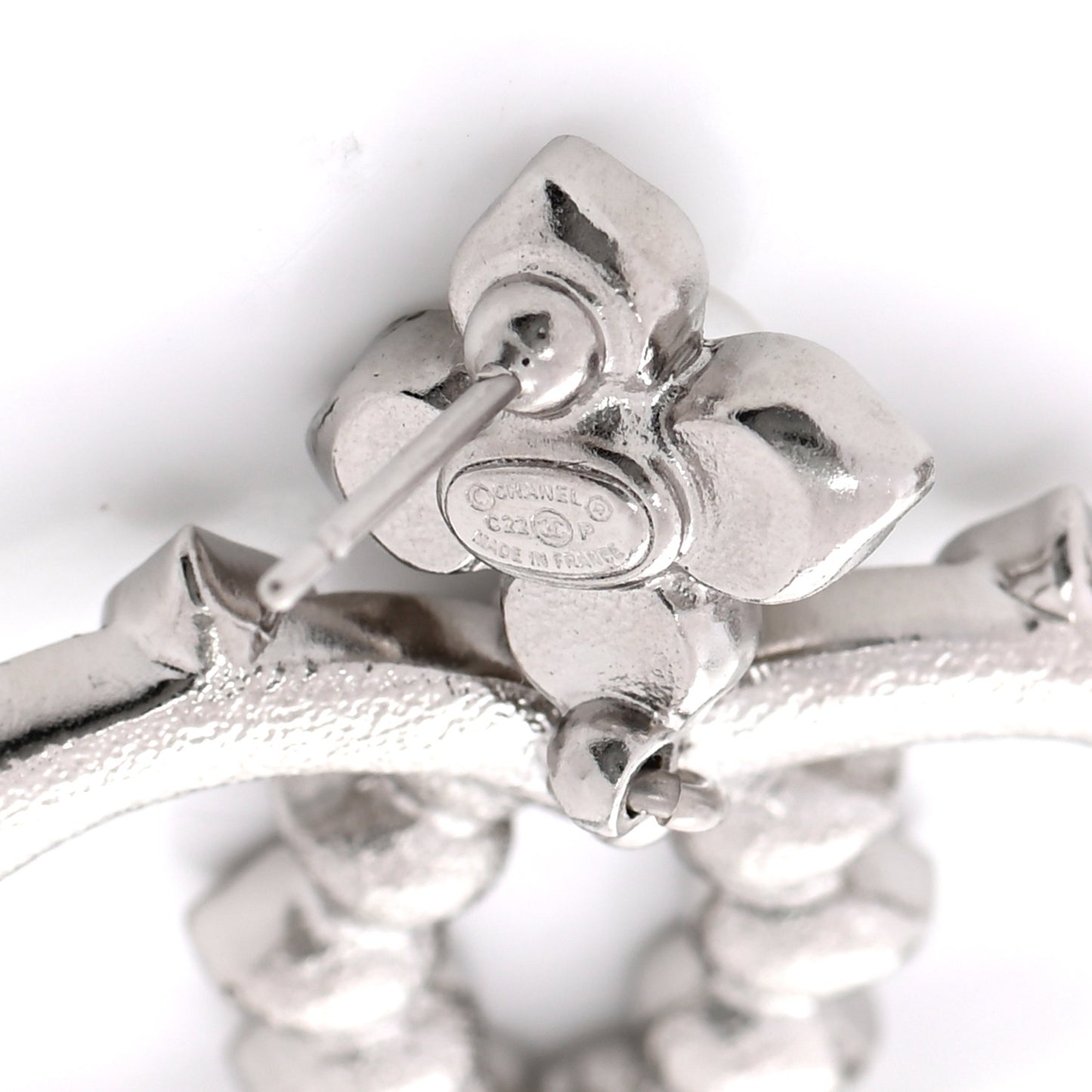 Crystal Pearl CC Drop Earrings Silver