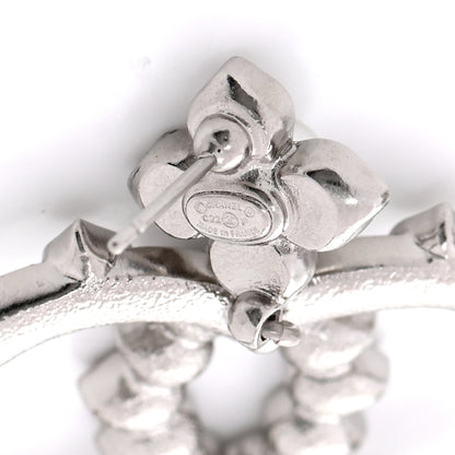 Chanel Crystal Pearl CC Drop Earrings Silver 4 of 4