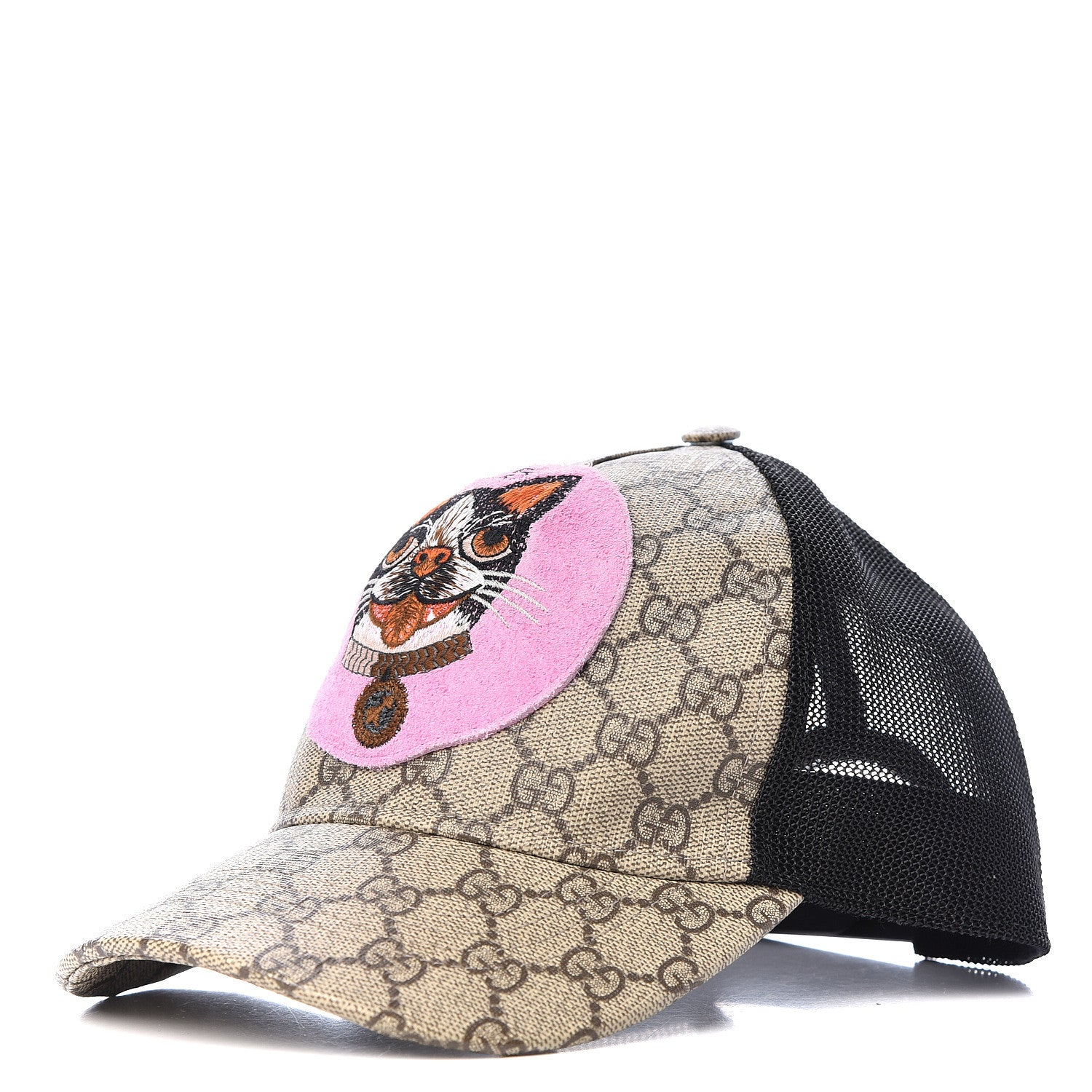 Gucci GG Supreme Monogram Bosco Patch Baseball Hat 57 Beige Malva 1 of 6