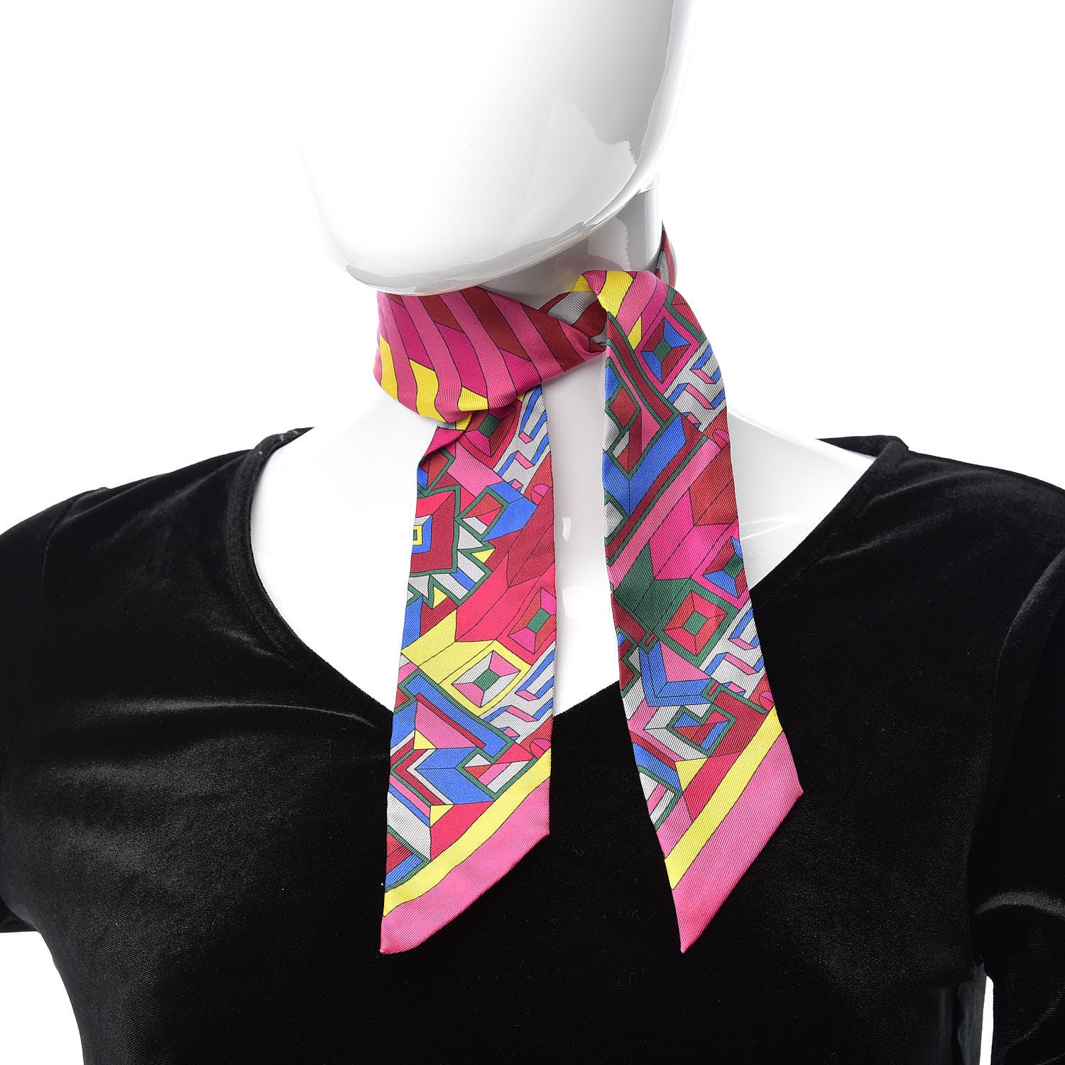 Hermes Silk Le Fil d'Ariane Twilly Rose Vif Jaune Bleu 2 of 4
