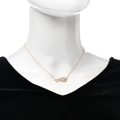Tiffany 18K Yellow Gold Diamond Mini Bow Pave Pendant Necklace 2 of 7
