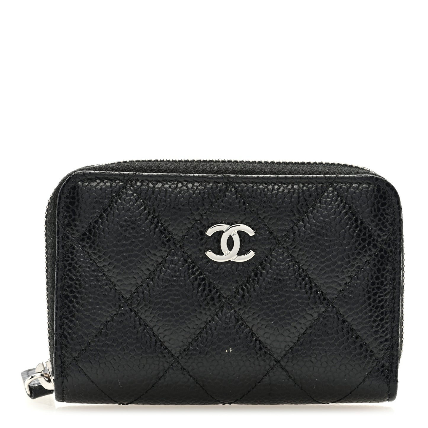 Caviar Quilted Zip Coin Purse Black