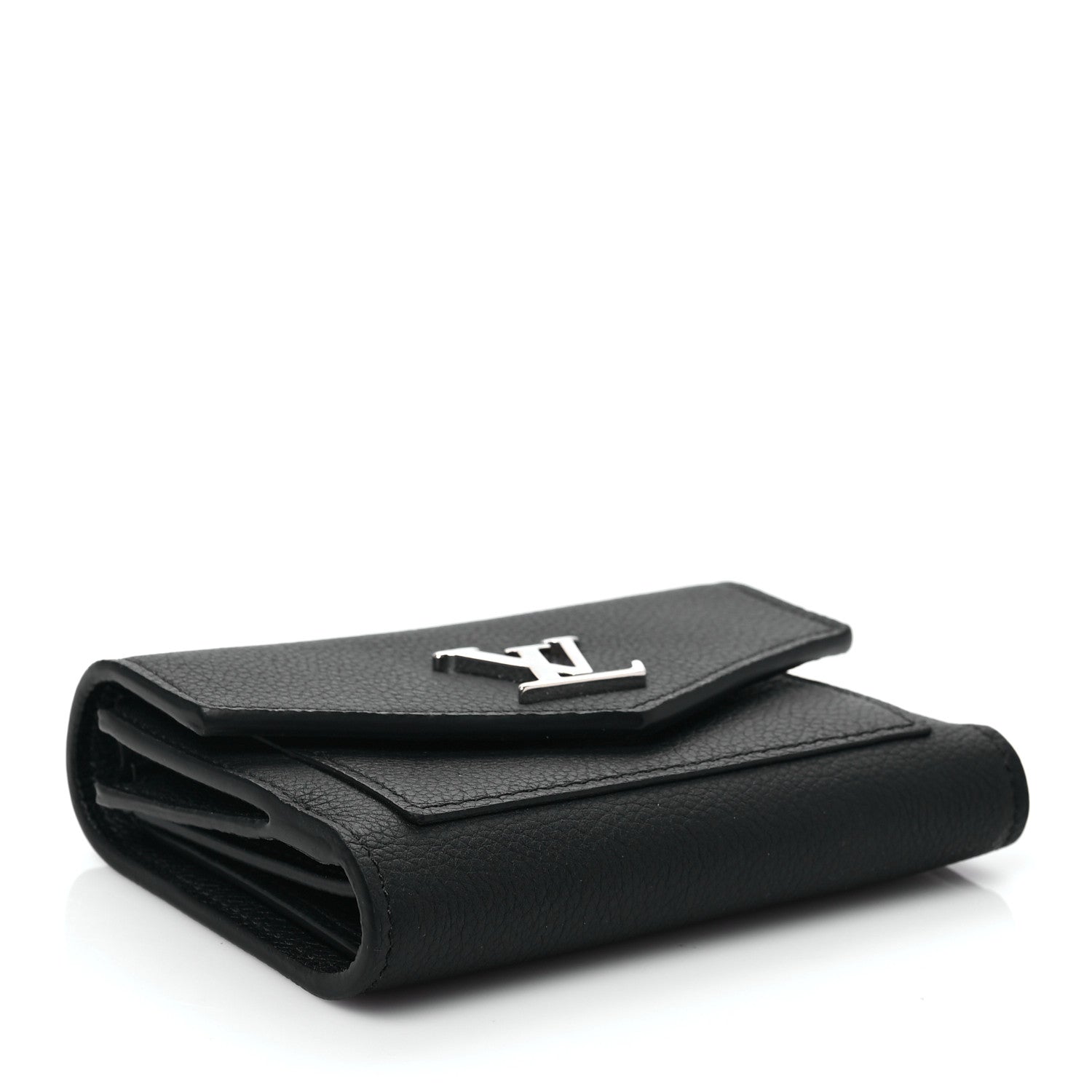 Louis Vuitton Soft Calfskin My Lockme Compact Wallet Black 4 of 7