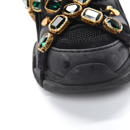 Gucci X SEGA Mesh Suede Calfskin Removable Crystals Womens Flashtrek Sneakers 39 Black Silver 8 of 12
