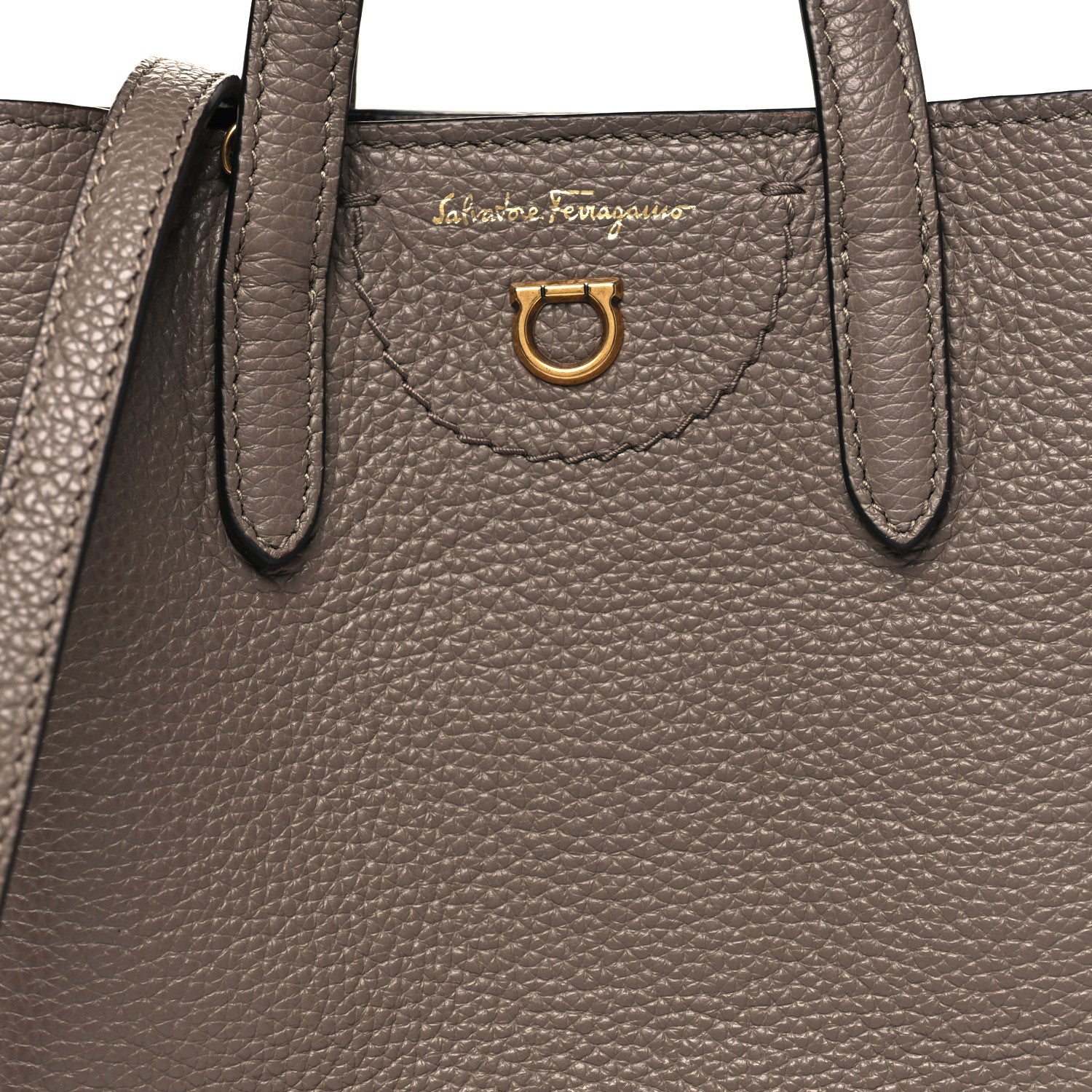 Salvatore Ferragamo Tumbled Calfskin Gancini Mini Bag Caraway Seed 7 of 10