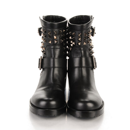 Valentino Garavani Calfskin Rockstud 30mm Biker Boots 37 Black 2 of 6