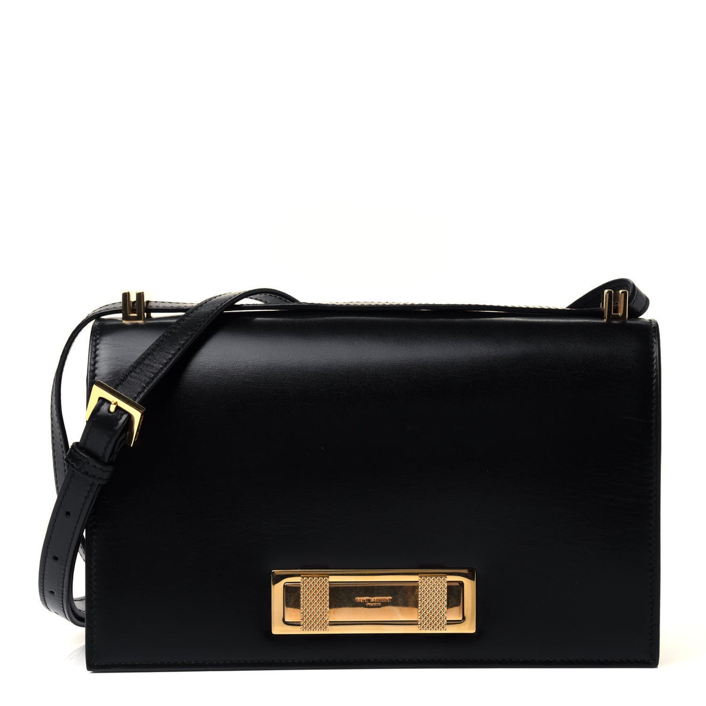 Smooth Calfskin Medium Domino Shoulder Bag Black