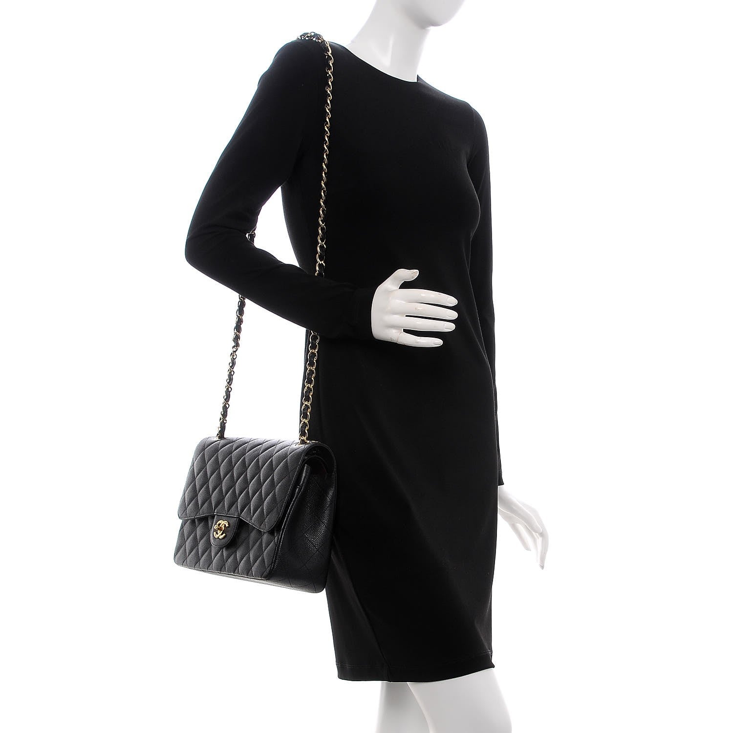 Chanel Caviar Quilted Jumbo Double Flap Black 2 of 8