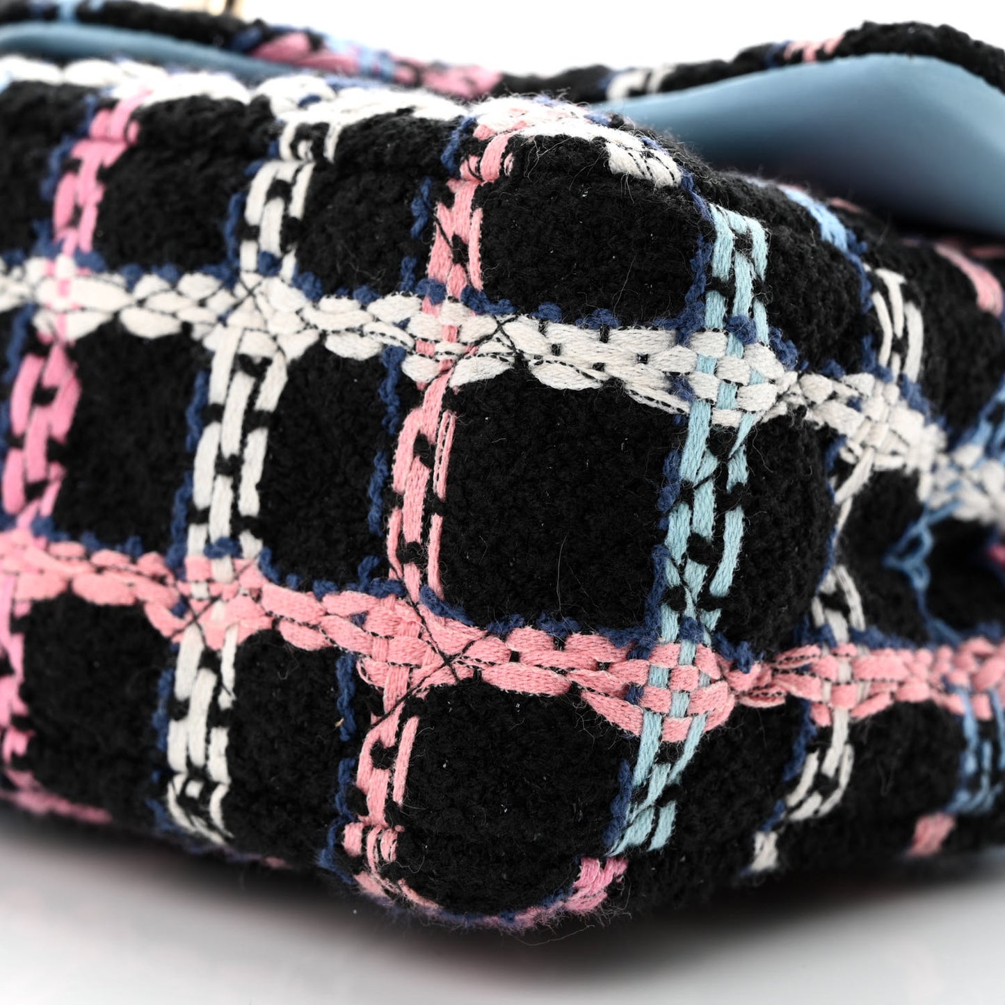 Tweed Quilted Mini Rectangular Flap Black Pink Blue Ecru