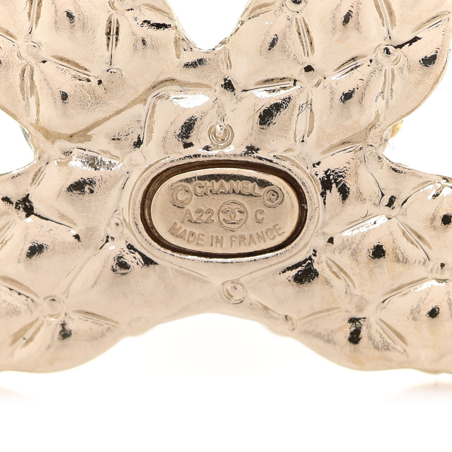 Chanel Metal Crystal Baguette CC Brooch Gold 4 of 5