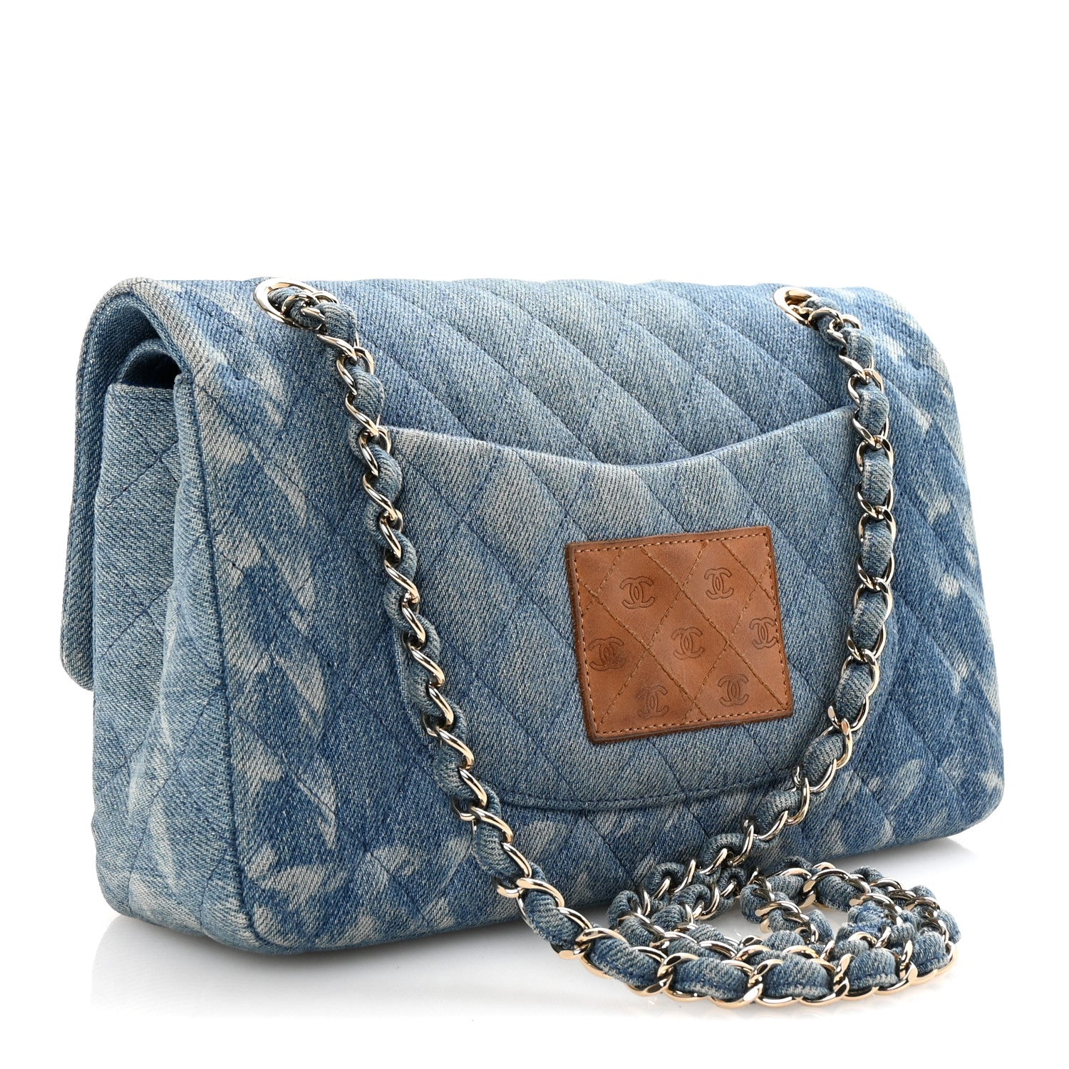 Chanel Denim Quilted Medium Double Flap Blue 3 of 10
