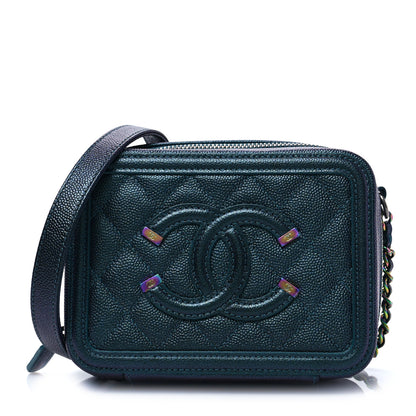 Chanel Iridescent Caviar Quilted Vanity Clutch With Chain Dark Turquoise 1 of 8