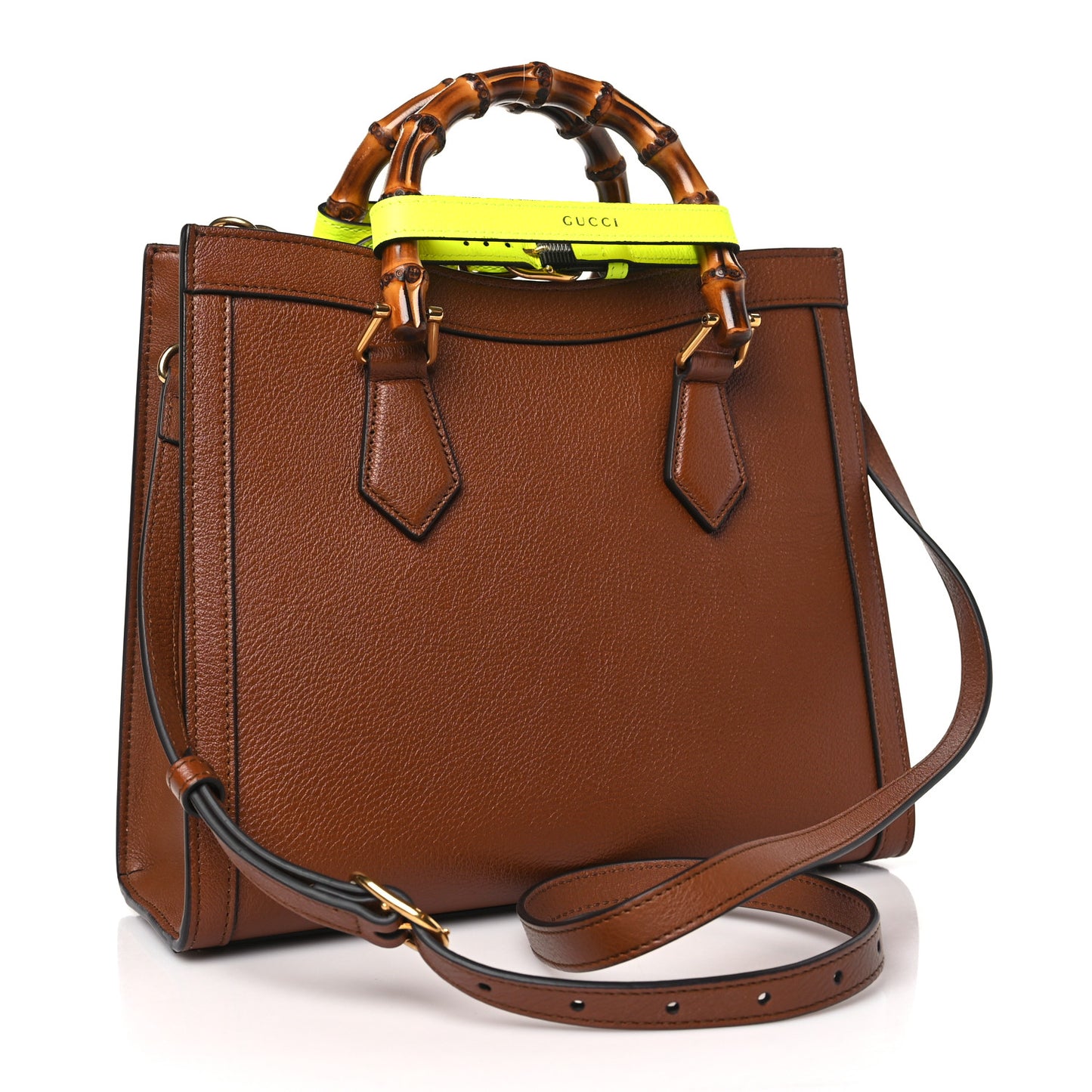 Wonka Grain Calfskin Small Diana Tote Bag Cuir Yellow Fluo