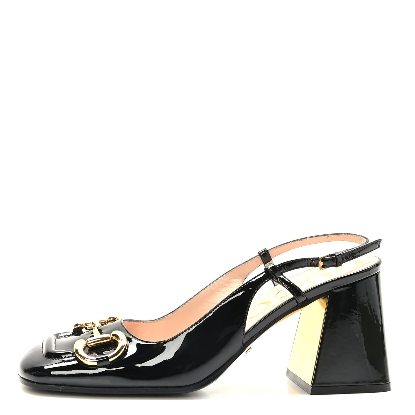 Patent Horsebit 75mm Slingback Pumps 38 Black