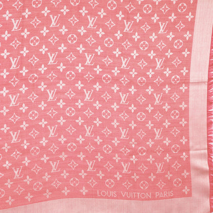 Louis Vuitton Silk Wool Monogram Denim Shawl Pivoine 4 of 5