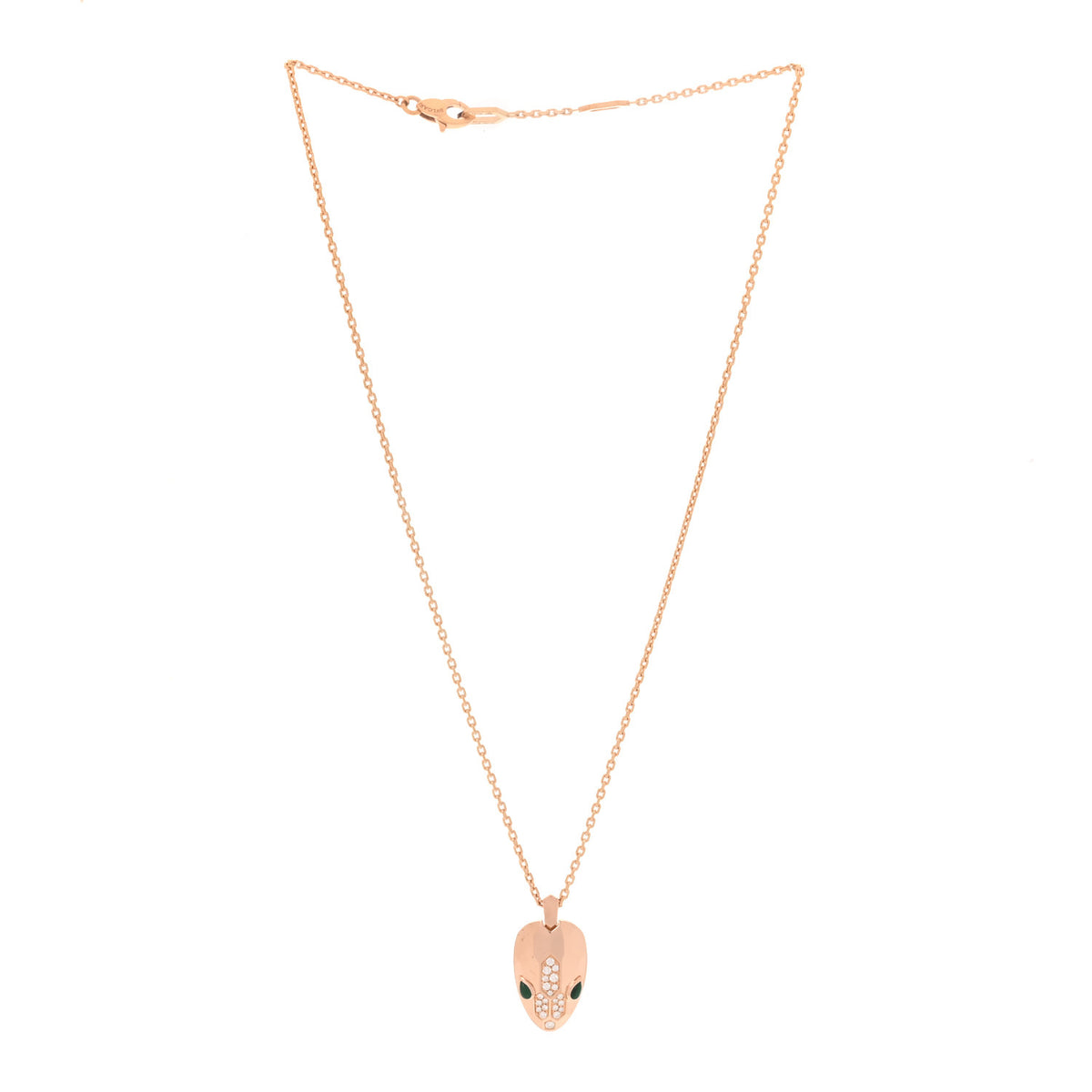 18K Rose Gold Diamond Malachite Serpenti Seduttori Pendant Necklace