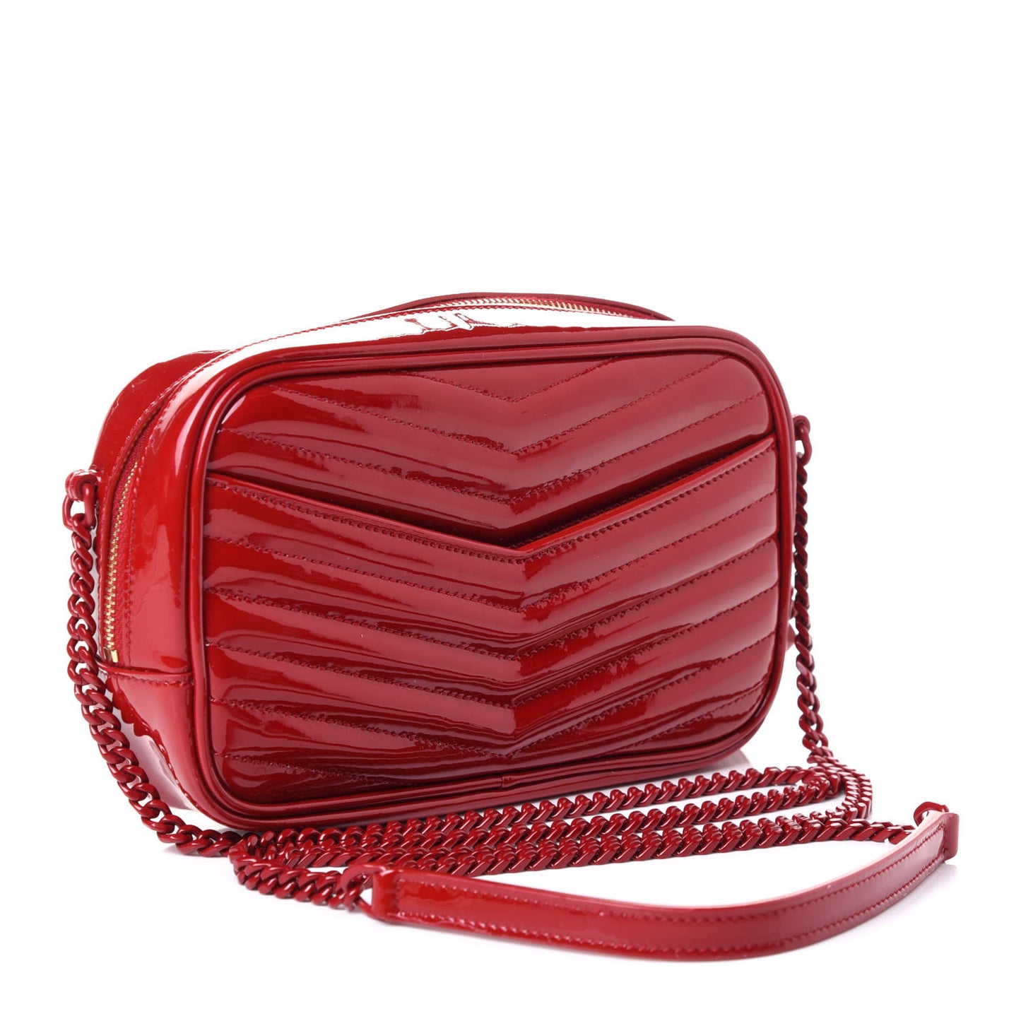 Patent Calfskin Matelasse Monogram Mini Lou Camera Bag Eros Red