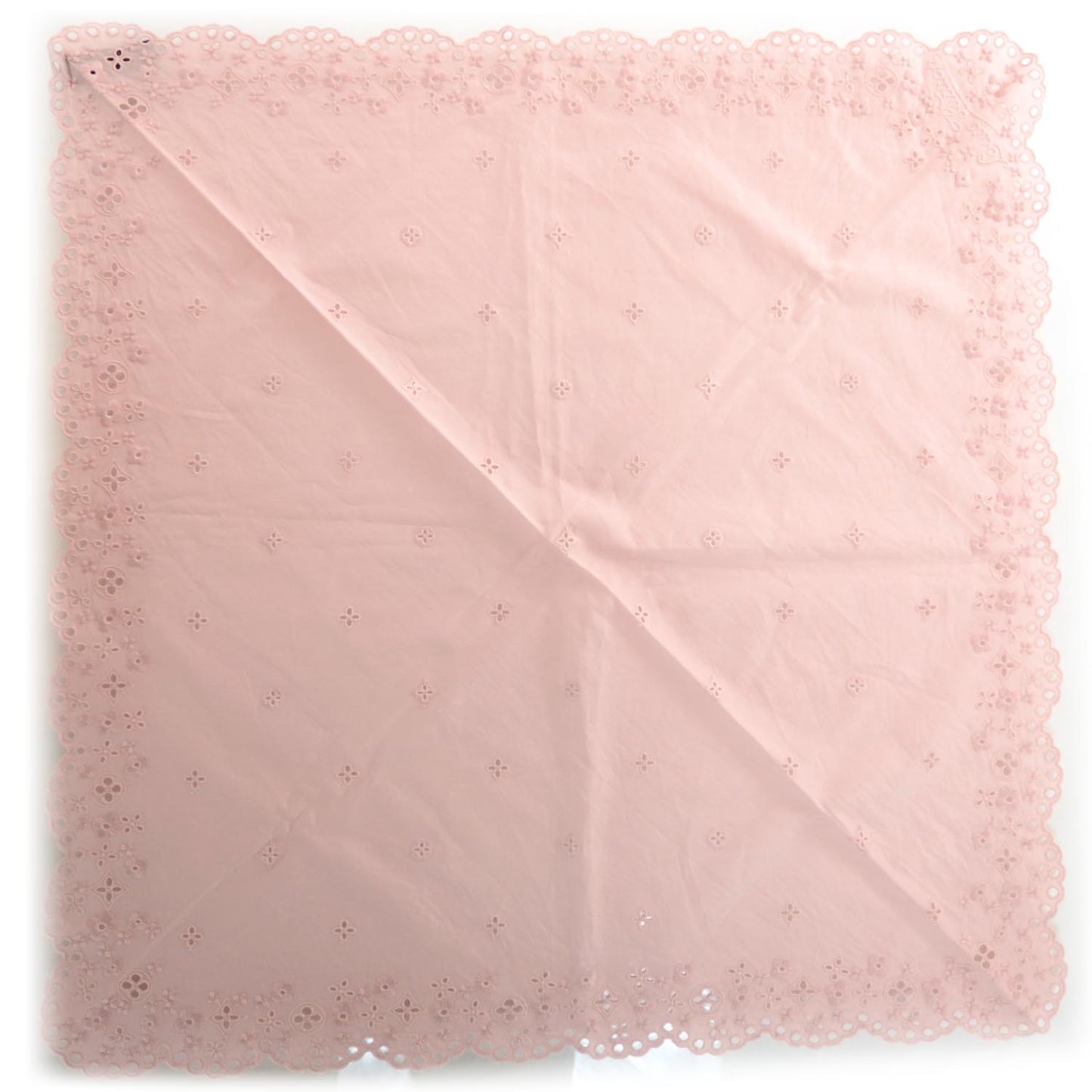 Embroidered Eyelet Bandana Scarf Pink