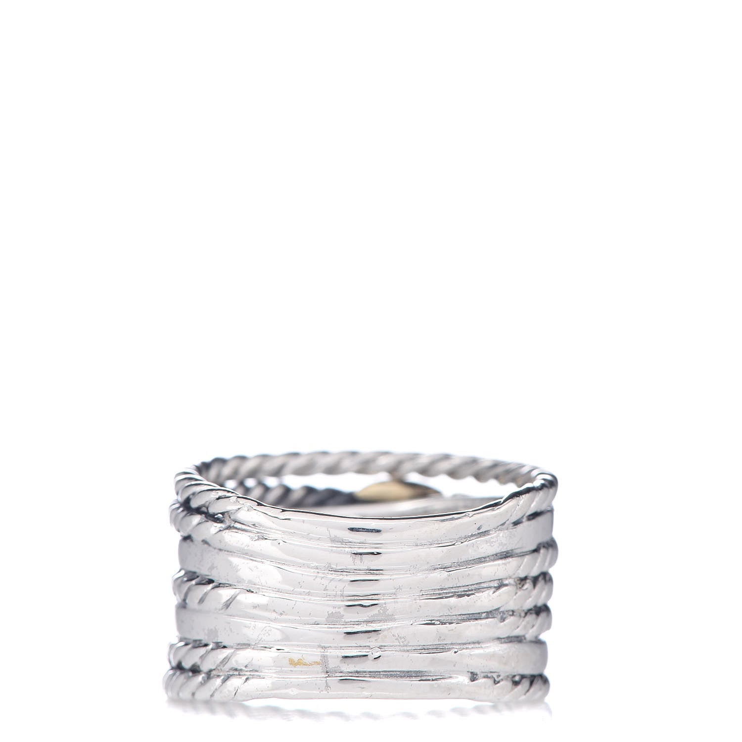 David Yurman Sterling Silver 18K Yellow Gold Double X Crossover Ring 54 6.75 3 of 4