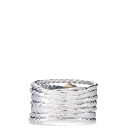 David Yurman Sterling Silver 18K Yellow Gold Double X Crossover Ring 54 6.75 3 of 4