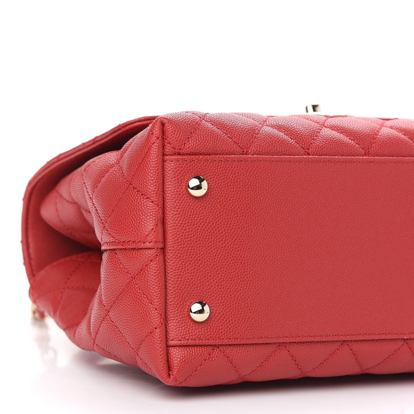 Caviar Quilted Small Coco Handle Flap Red