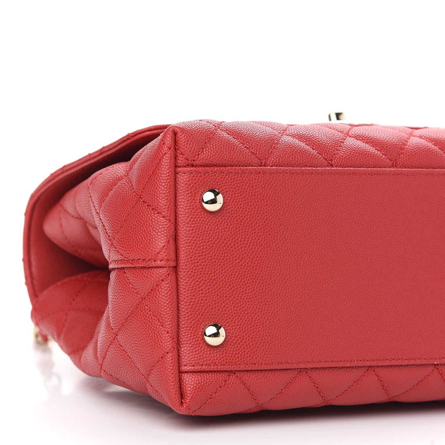 Chanel Caviar Quilted Small Coco Handle Flap Red 8 of 9